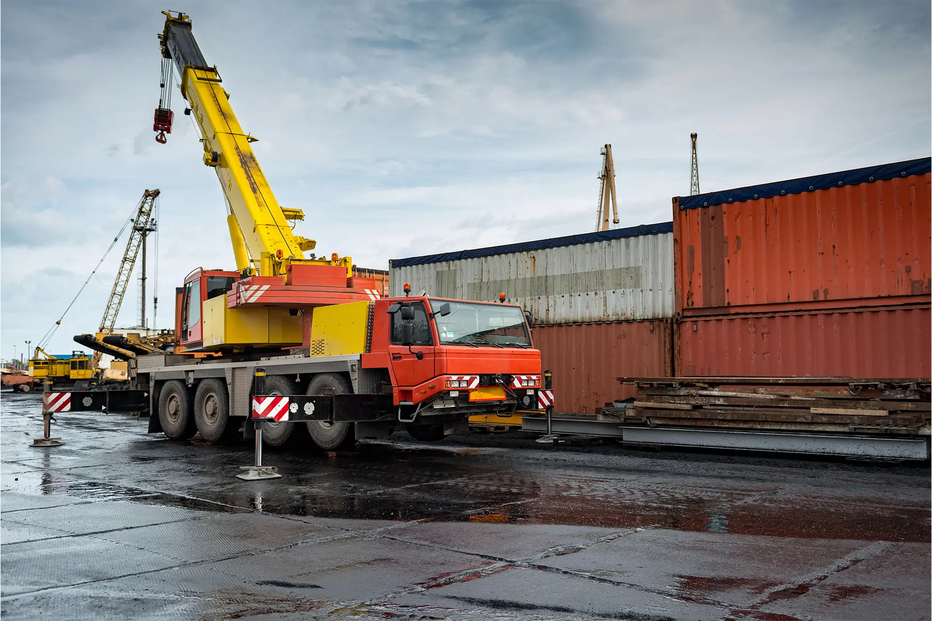 crane parked in port