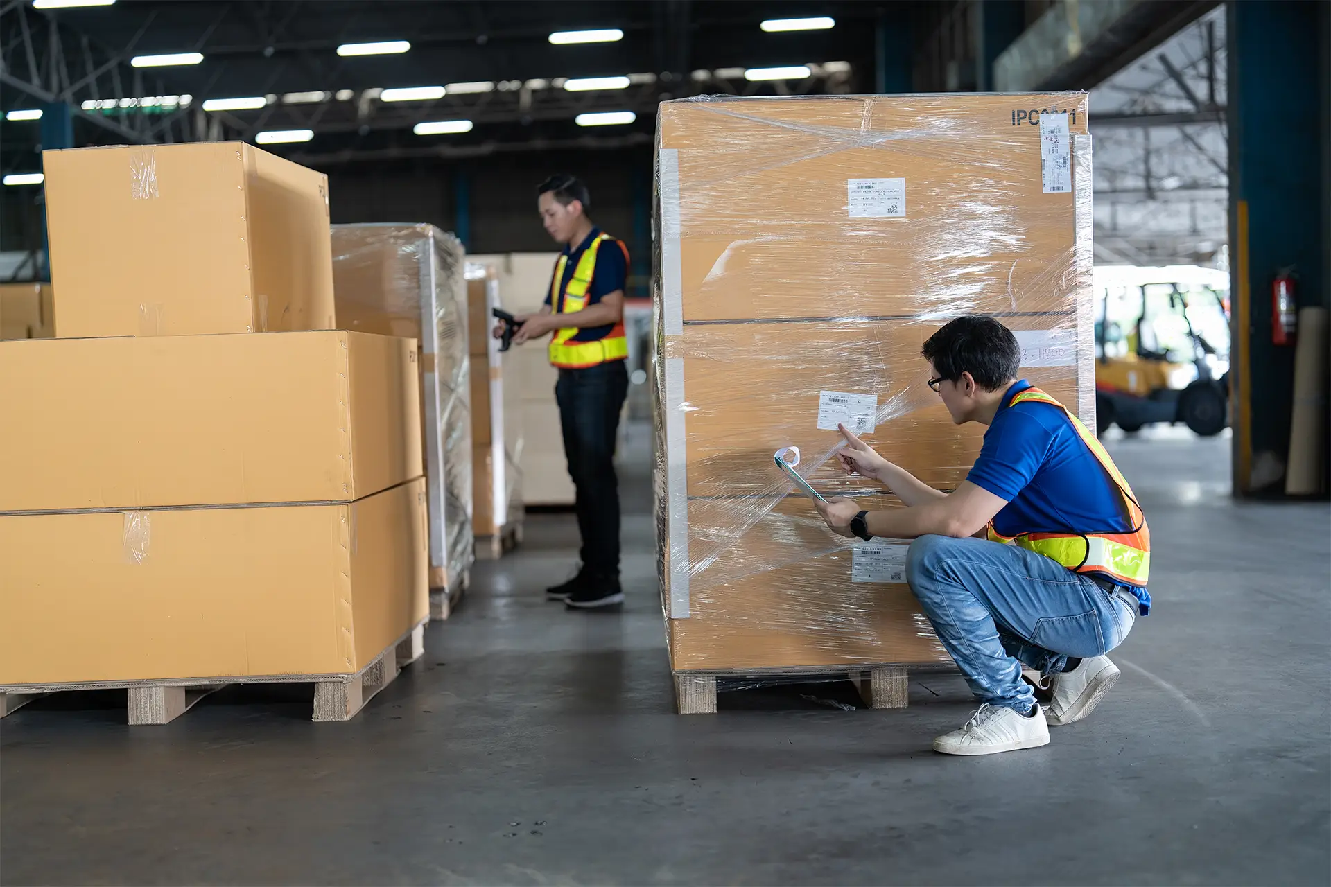 warehouse worker checking cargo